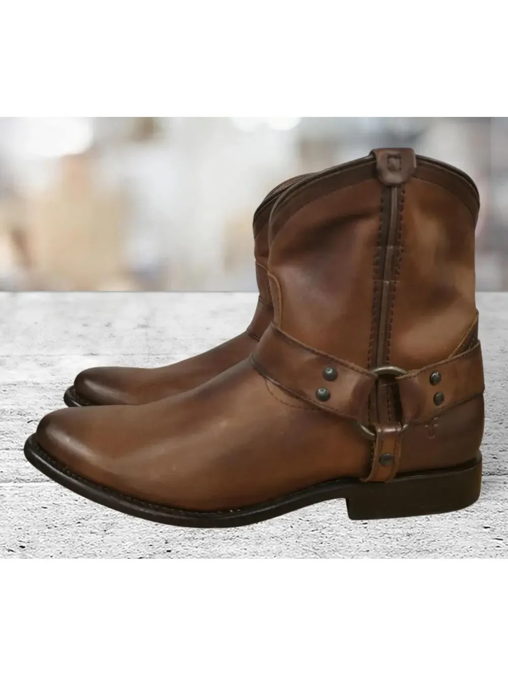 Frye Women's Wyatt Dark Brown Harness Short Pull-On Western Boot Size 8 NEW‎